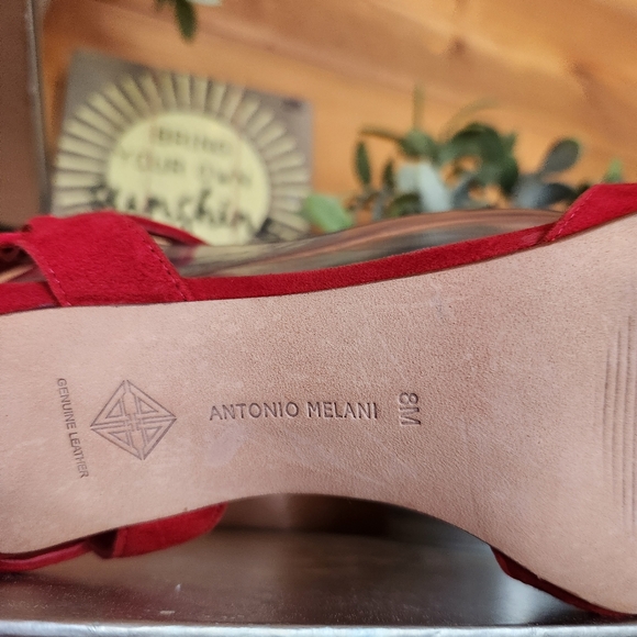 Antonio Melani Lapitta Red Suede Leather Heels Point Toe Ankle Strap Pumps Sz 8M - Picture 10 of 11